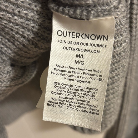 Outerknown Grey Oversized Women's Cabin Cardigan Cotton Baby Alpaca Blend - Picture 4 of 5